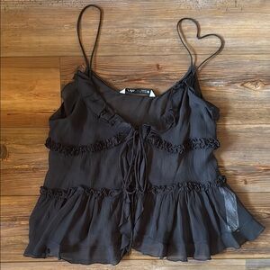 Zara Black Sleeveless Ruffled Camisole